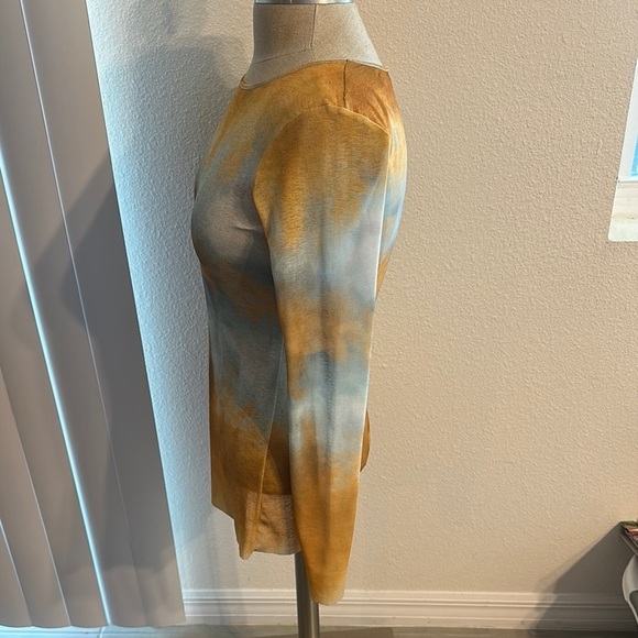 ZARA W/B COLLECTION FITTED GOLD & YELLOW BLOUSE ARTISTIC DESIGN GUC SZ S - Picture 5 of 9